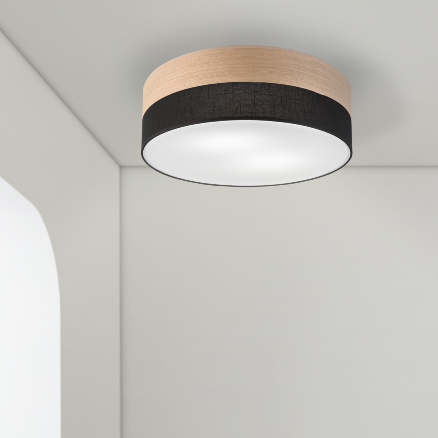 Griestu lampa SIRJA WOOD 2xE27/15W/230V d. 45 cm melna/ozols