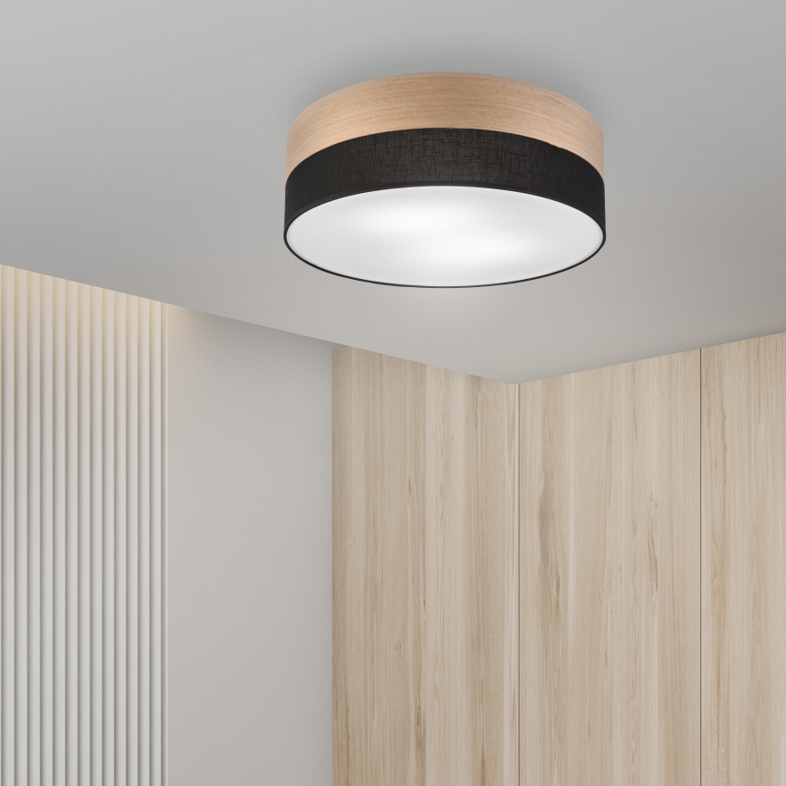 Griestu lampa SIRJA WOOD 2xE27/15W/230V d. 45 cm melna/ozols