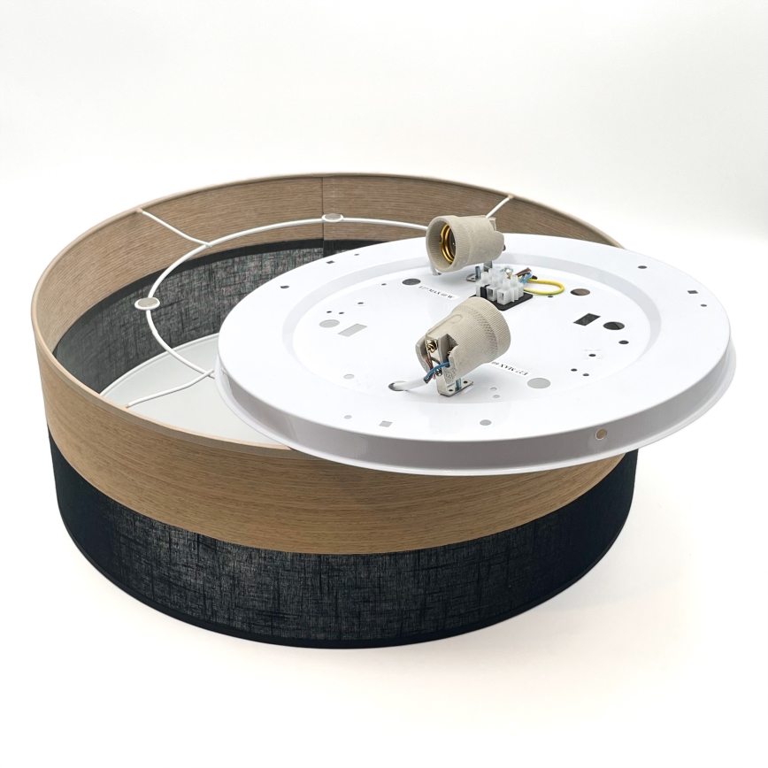Griestu lampa SIRJA WOOD 2xE27/15W/230V d. 45 cm melna/ozols