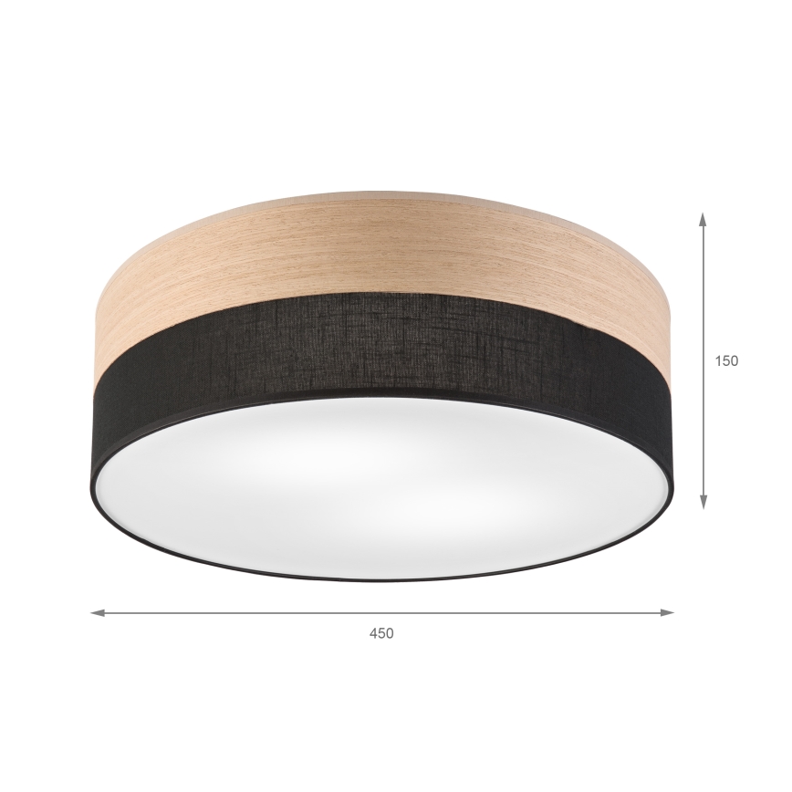 Griestu lampa SIRJA WOOD 2xE27/15W/230V d. 45 cm melna/ozols