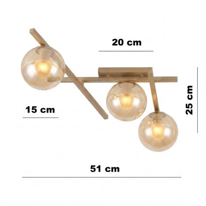 Griestu lampa SMART 3xE14/10W/230V bēša/dūmakaina bēša