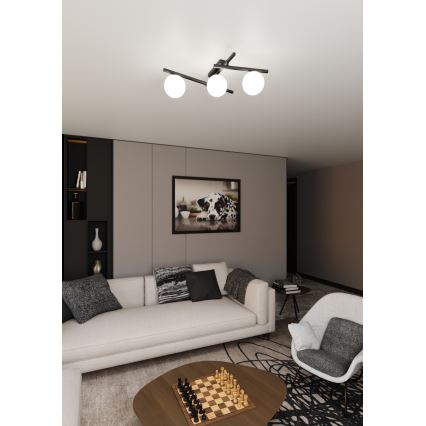 Griestu lampa SMART 3xE14/10W/230V melna/balta