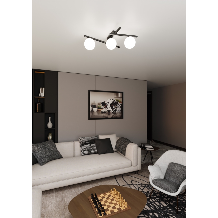 Griestu lampa SMART 3xE14/10W/230V melna/balta