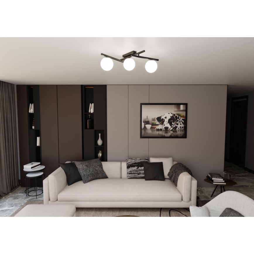 Griestu lampa SMART 3xE14/10W/230V melna/balta