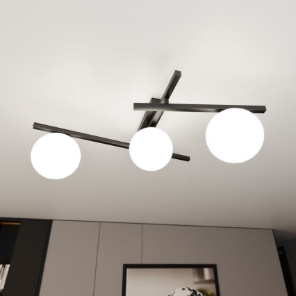 Griestu lampa SMART 3xE14/10W/230V melna/balta