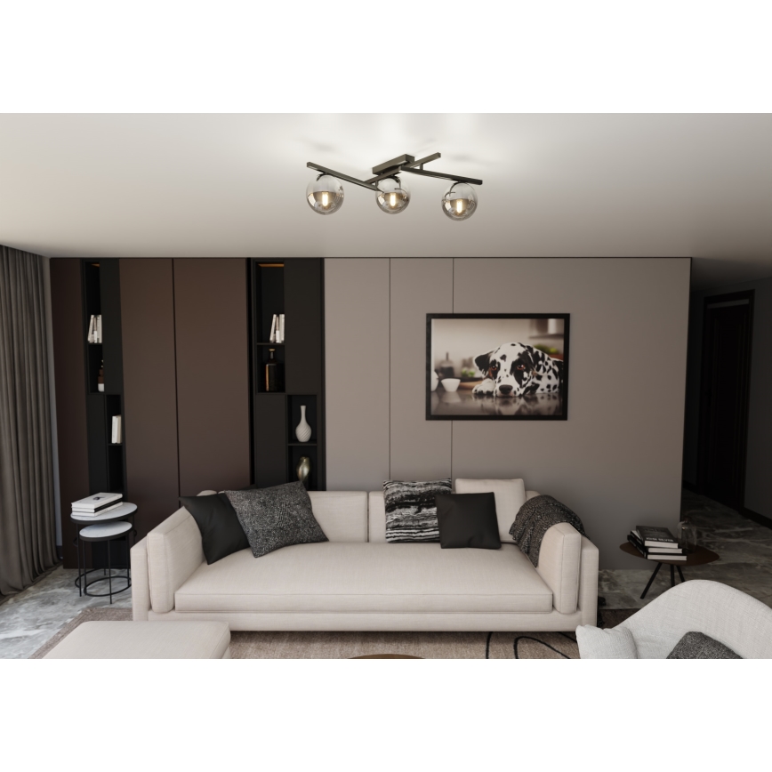Griestu lampa SMART 3xE14/10W/230V melna/pelēka