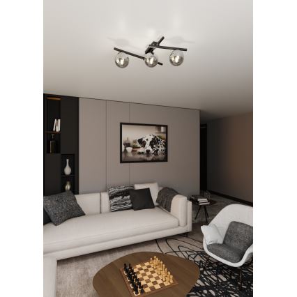 Griestu lampa SMART 3xE14/10W/230V melna/pelēka