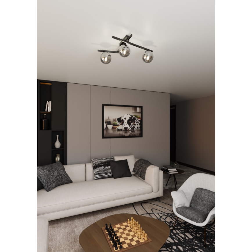 Griestu lampa SMART 3xE14/10W/230V melna/pelēka