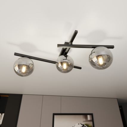 Griestu lampa SMART 3xE14/10W/230V melna/pelēka