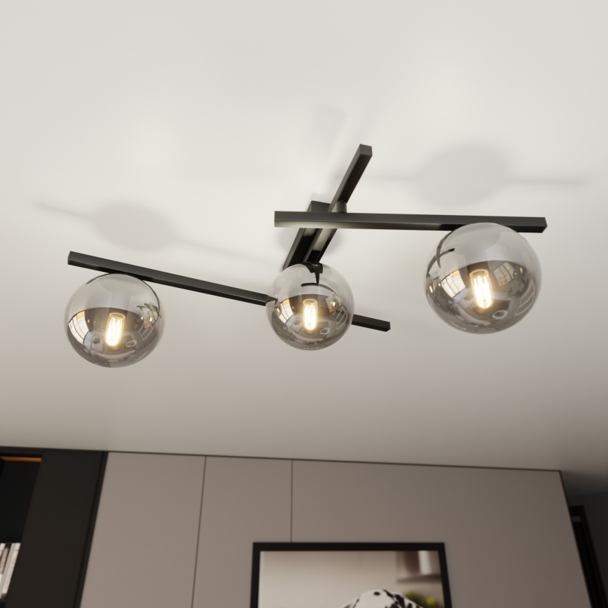 Griestu lampa SMART 3xE14/10W/230V melna/pelēka