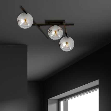 Griestu lampa SMART 3xE14/10W/230V melna/pelēka