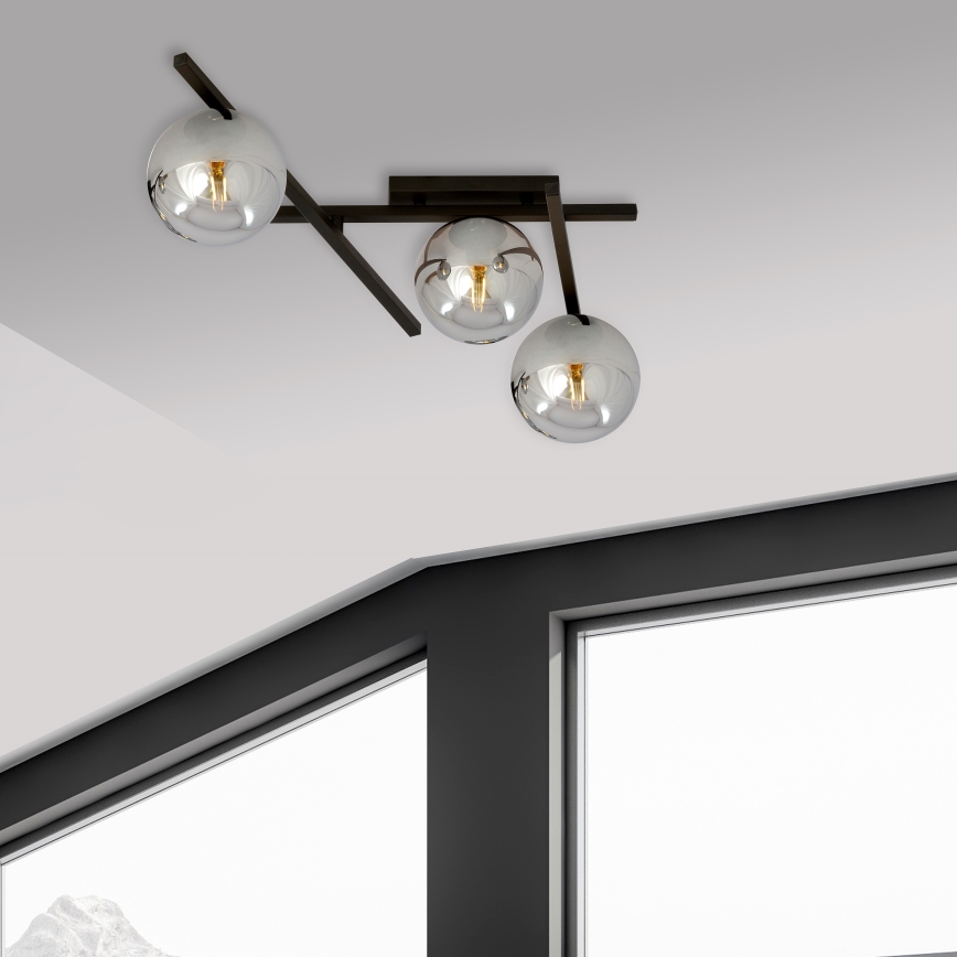 Griestu lampa SMART 3xE14/10W/230V melna/pelēka