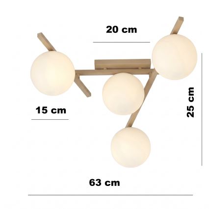 Griestu lampa SMART 4xE14/10W/230V bēša/balta