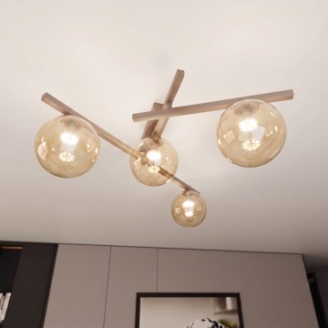 Griestu lampa SMART 4xE14/10W/230V bēša/dūmainā bēša