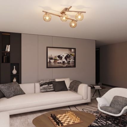 Griestu lampa SMART 4xE14/10W/230V bēša/dūmainā bēša