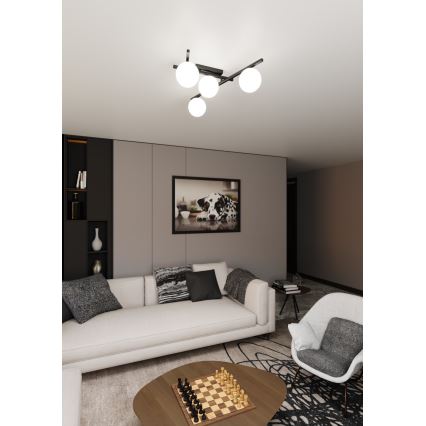 Griestu lampa SMART 4xE14/10W/230V melna/balta