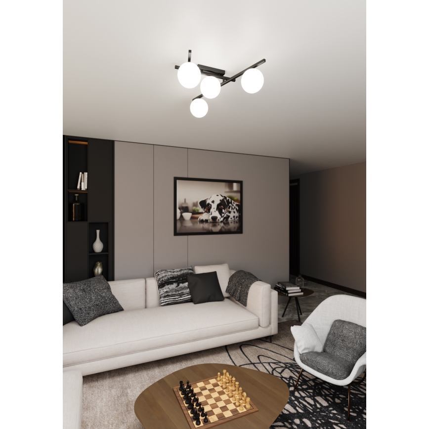 Griestu lampa SMART 4xE14/10W/230V melna/balta