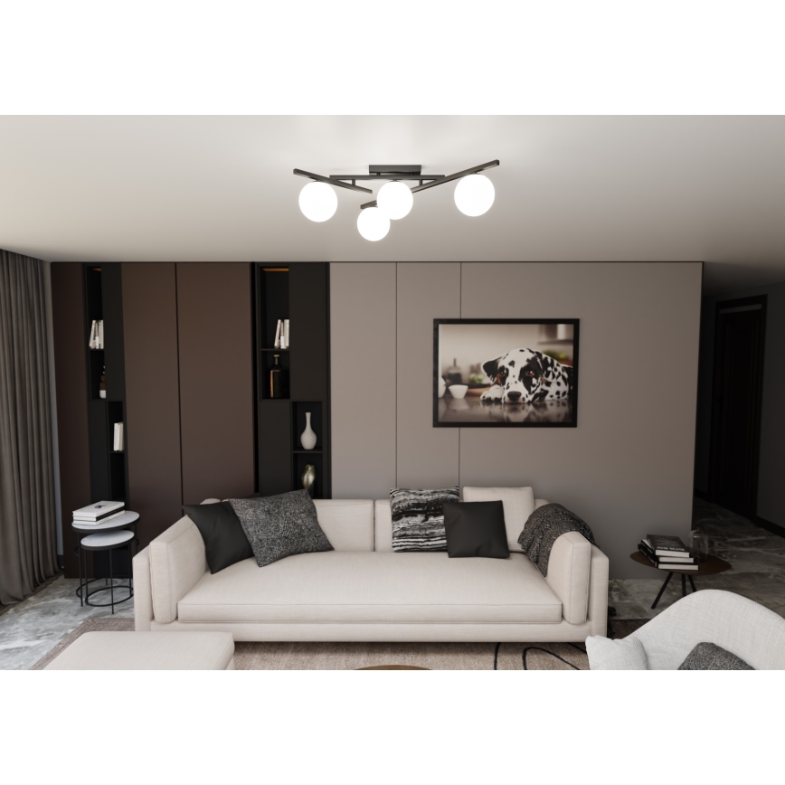 Griestu lampa SMART 4xE14/10W/230V melna/balta