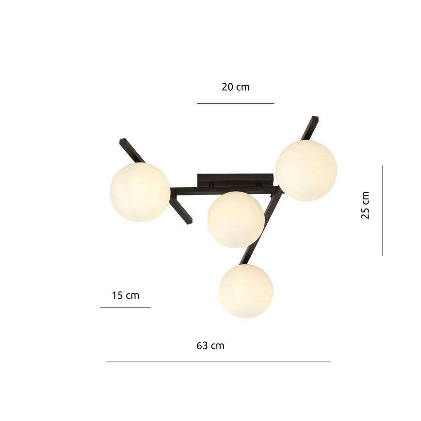 Griestu lampa SMART 4xE14/10W/230V melna/balta