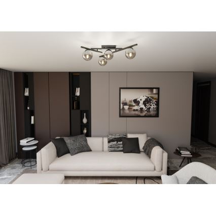 Griestu lampa SMART 4xE14/10W/230V melna/pelēka