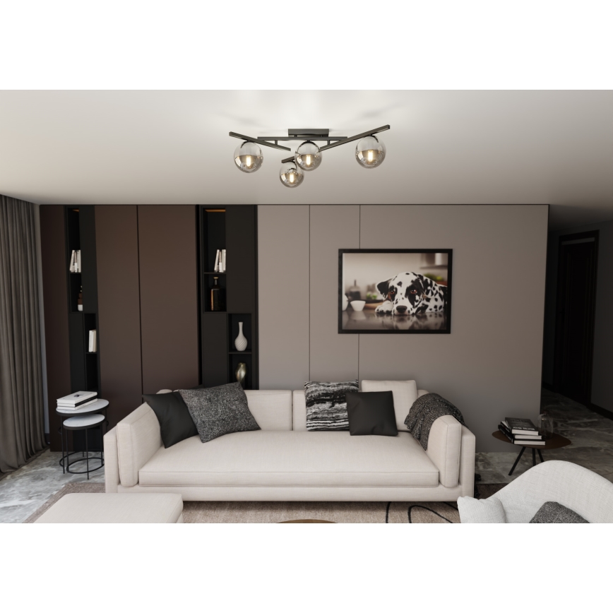 Griestu lampa SMART 4xE14/10W/230V melna/pelēka