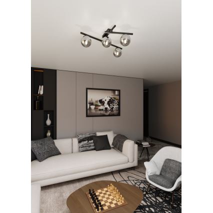 Griestu lampa SMART 4xE14/10W/230V melna/pelēka
