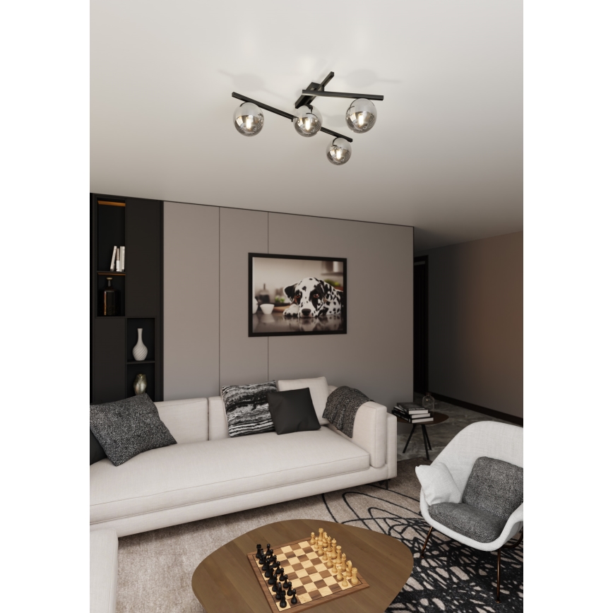 Griestu lampa SMART 4xE14/10W/230V melna/pelēka