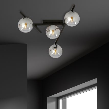 Griestu lampa SMART 4xE14/10W/230V melna/pelēka