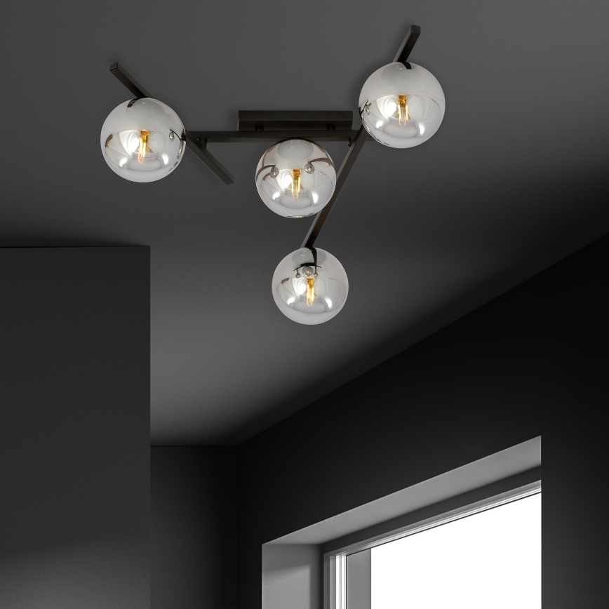 Griestu lampa SMART 4xE14/10W/230V melna/pelēka