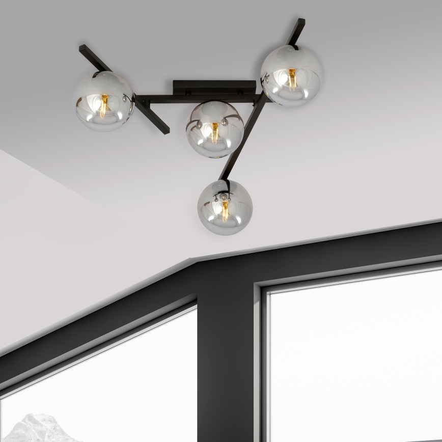 Griestu lampa SMART 4xE14/10W/230V melna/pelēka