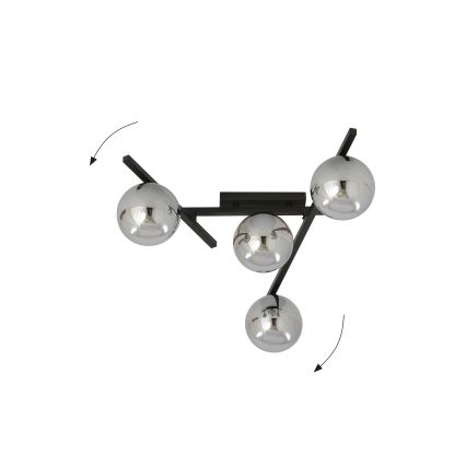 Griestu lampa SMART 4xE14/10W/230V melna/pelēka