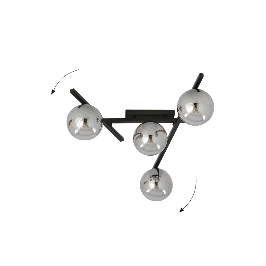 Griestu lampa SMART 4xE14/10W/230V melna/pelēka