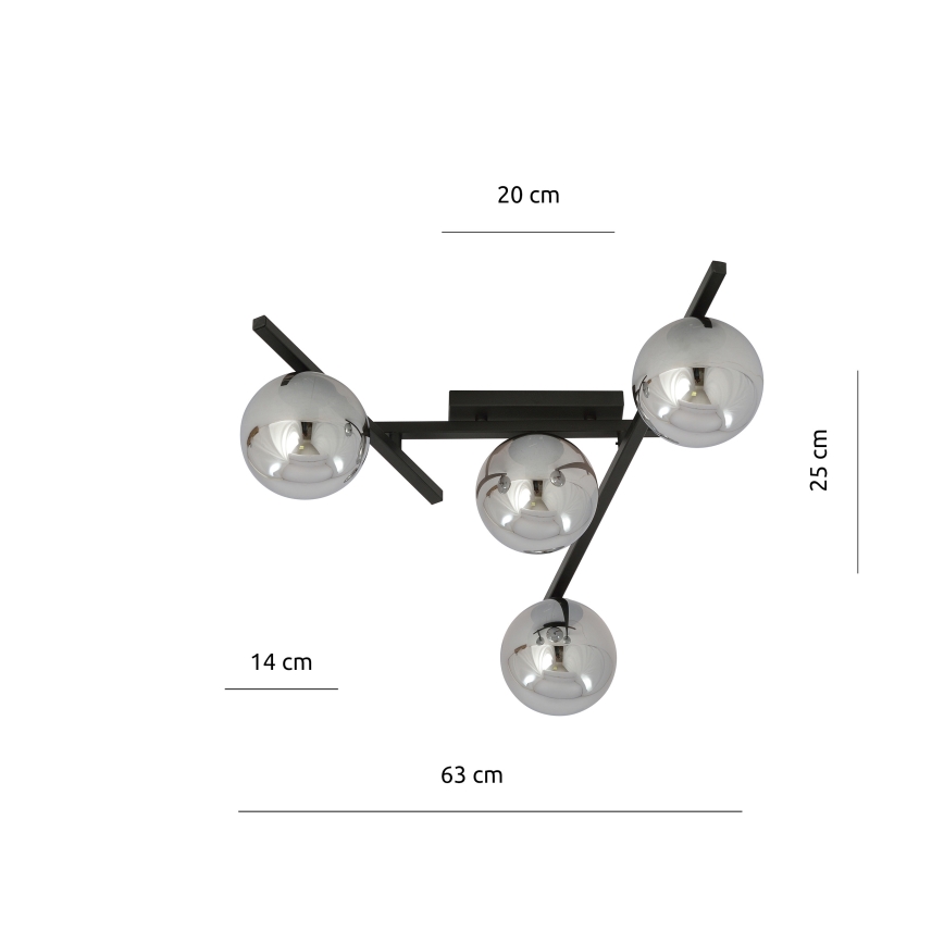 Griestu lampa SMART 4xE14/10W/230V melna/pelēka
