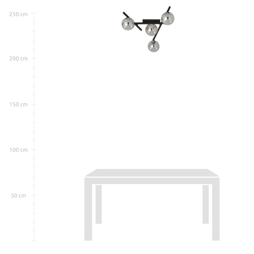 Griestu lampa SMART 4xE14/10W/230V melna/pelēka