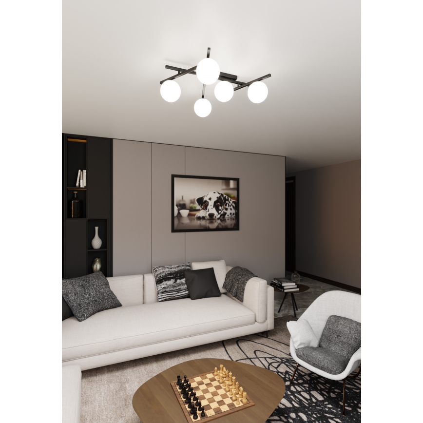 Griestu lampa SMART 5xE14/10W/230V melna/balta
