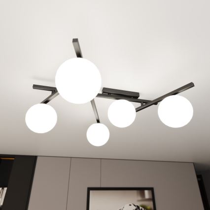 Griestu lampa SMART 5xE14/10W/230V melna/balta