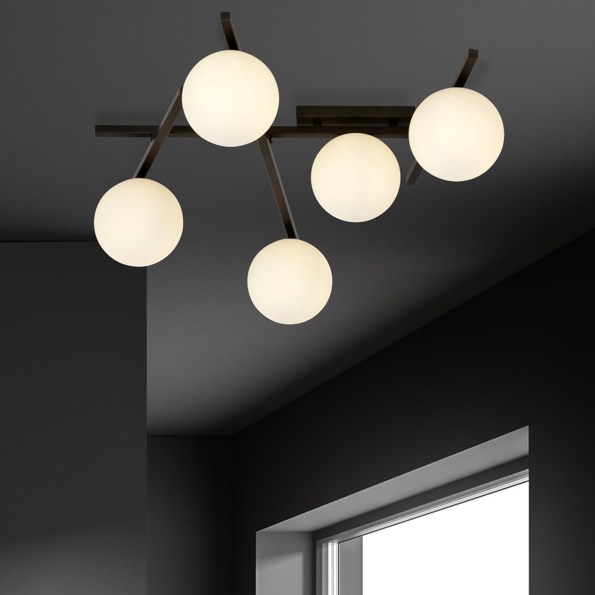 Griestu lampa SMART 5xE14/10W/230V melna/balta