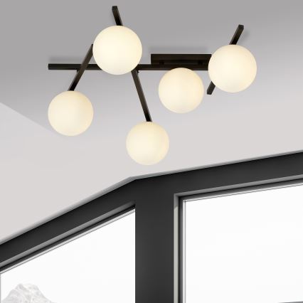 Griestu lampa SMART 5xE14/10W/230V melna/balta