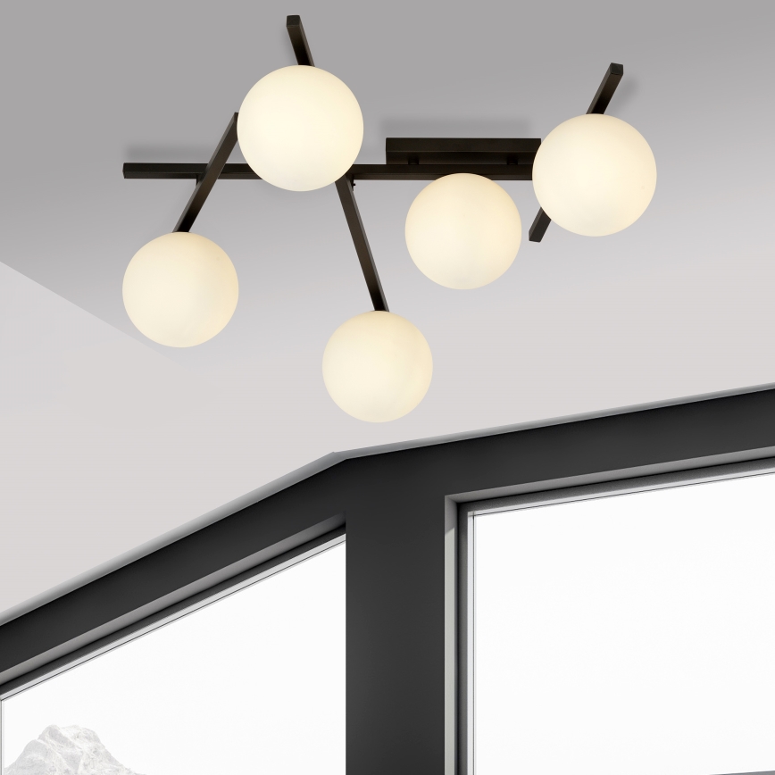 Griestu lampa SMART 5xE14/10W/230V melna/balta
