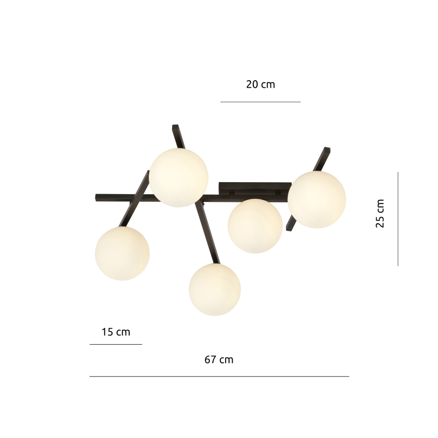 Griestu lampa SMART 5xE14/10W/230V melna/balta