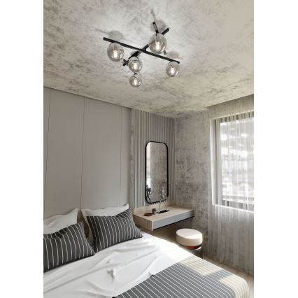 Griestu lampa SMART 5xE14/10W/230V melna/pelēka