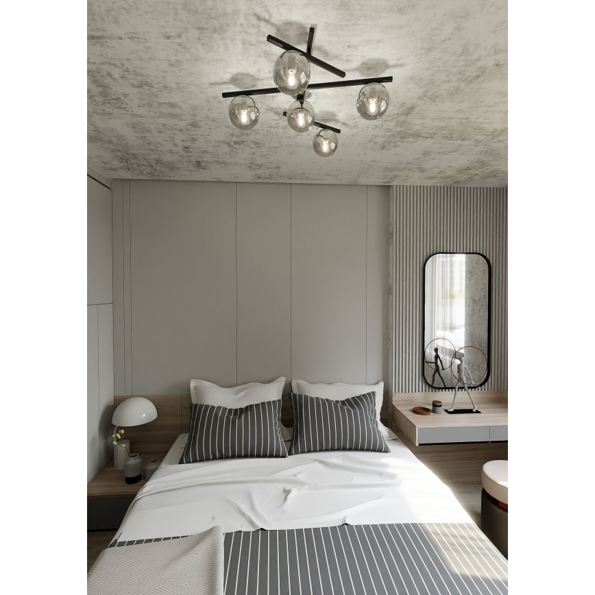 Griestu lampa SMART 5xE14/10W/230V melna/pelēka