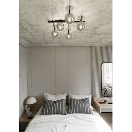 Griestu lampa SMART 5xE14/10W/230V melna/pelēka