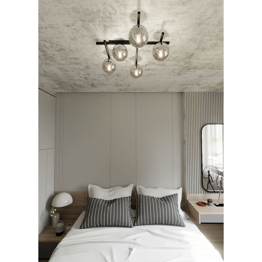 Griestu lampa SMART 5xE14/10W/230V melna/pelēka