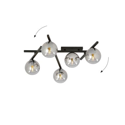 Griestu lampa SMART 5xE14/10W/230V melna/pelēka