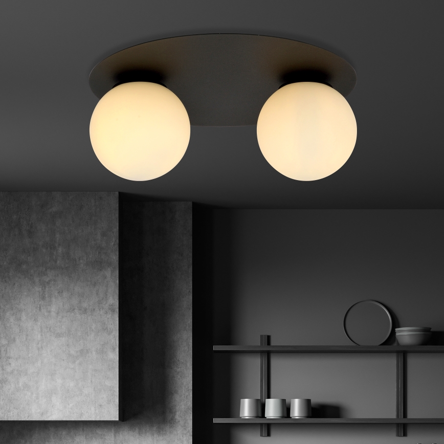 Griestu lampa SOLAR 2xE14/10W/230V melna/balta