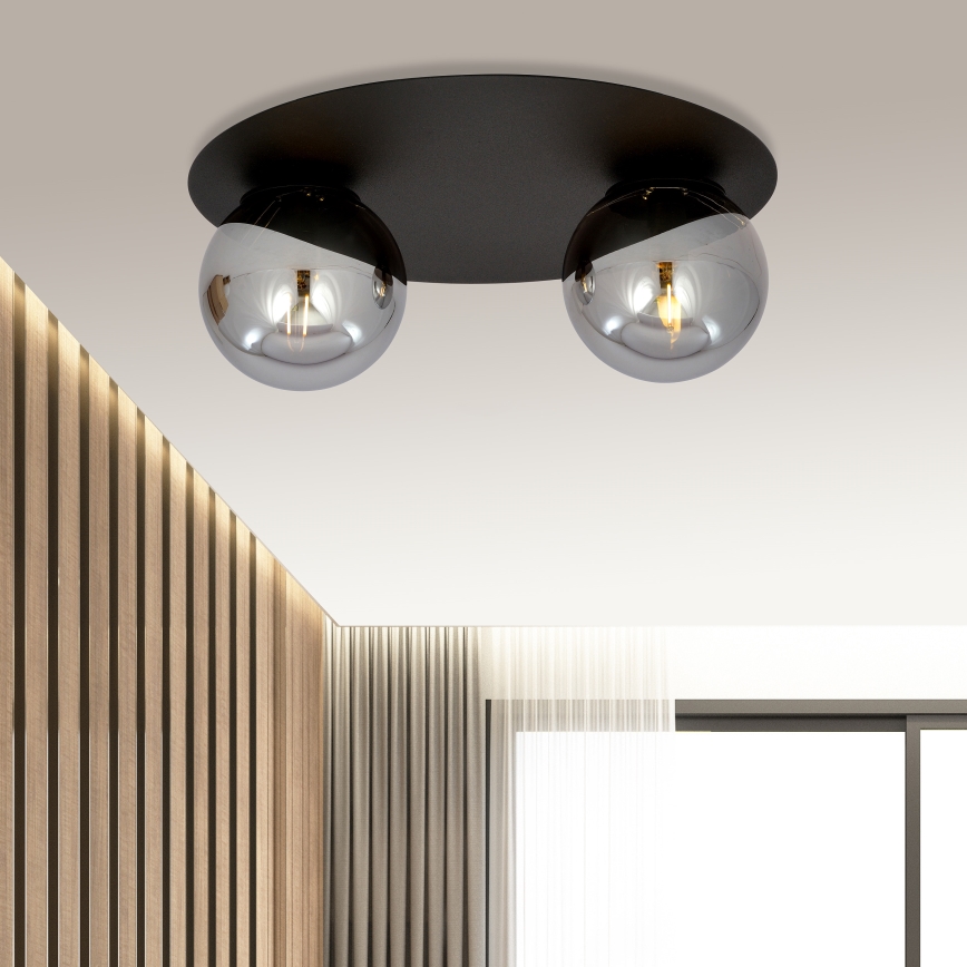 Griestu lampa SOLAR 2xE14/10W/230V melna/pelēka