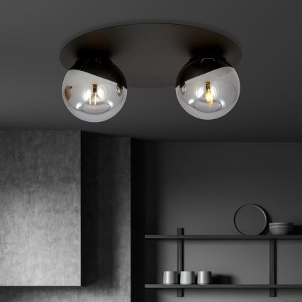 Griestu lampa SOLAR 2xE14/10W/230V melna/pelēka