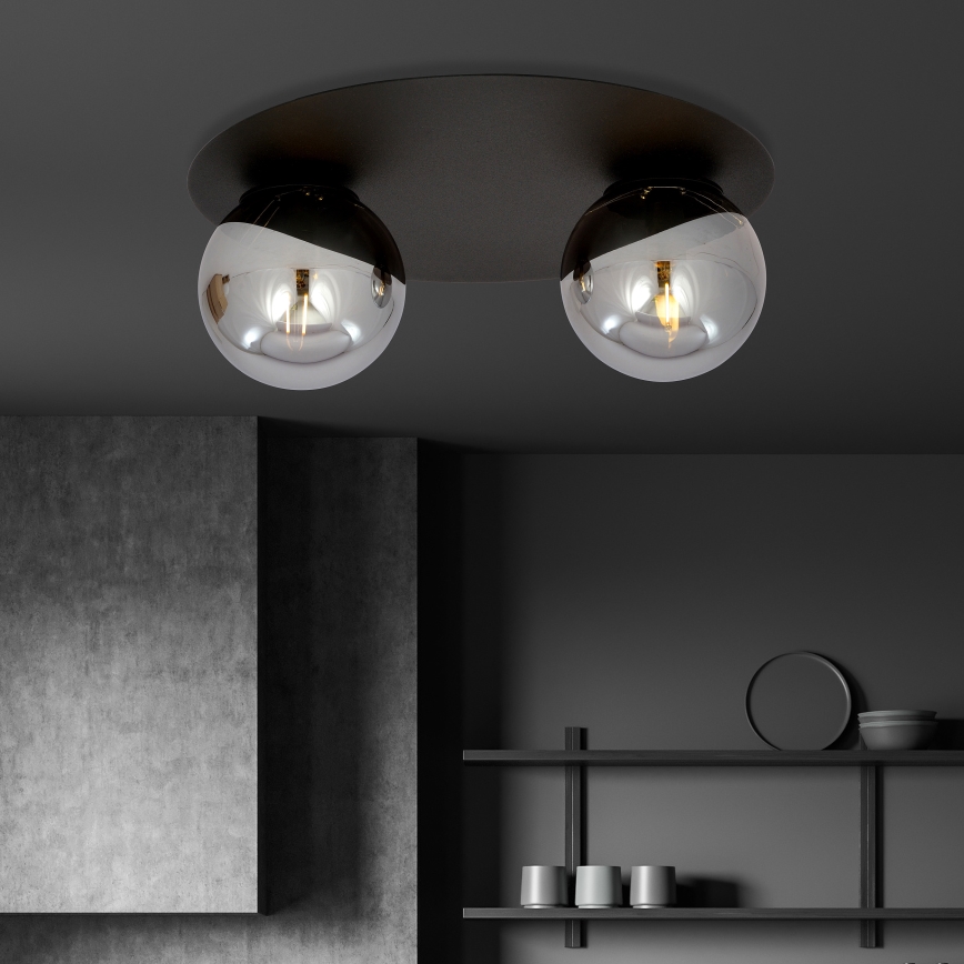 Griestu lampa SOLAR 2xE14/10W/230V melna/pelēka