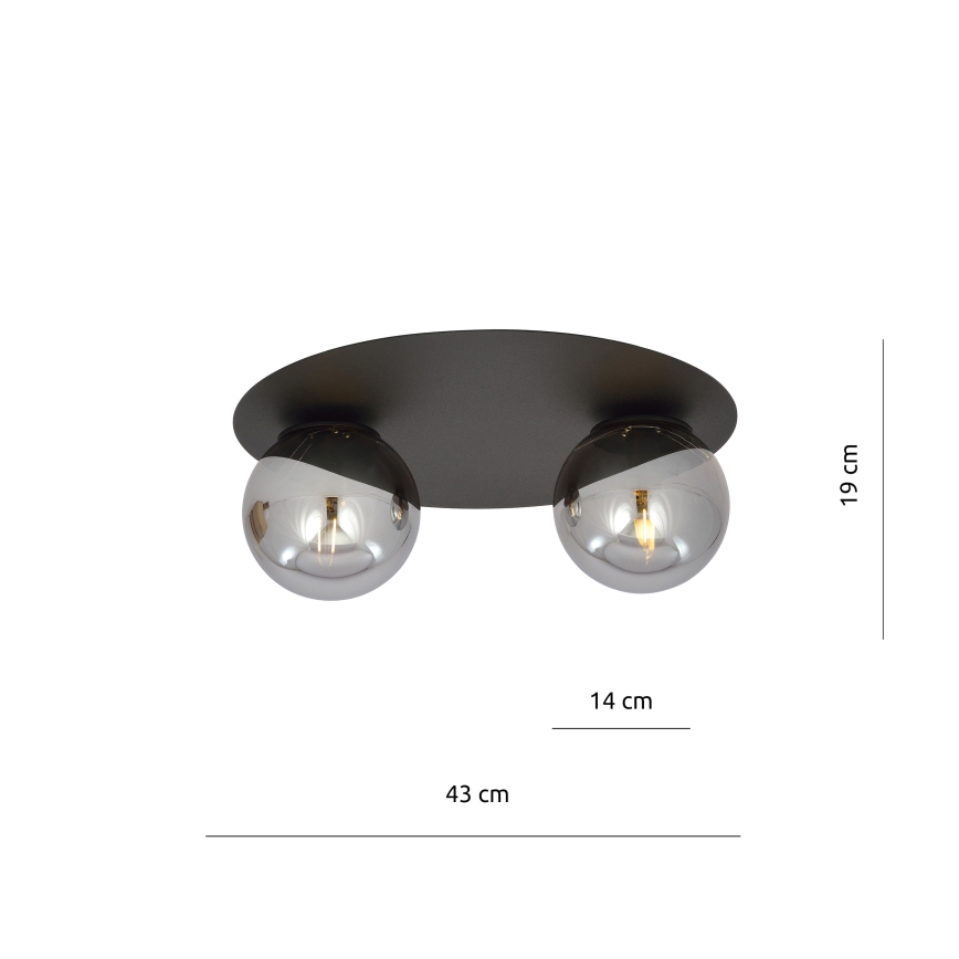 Griestu lampa SOLAR 2xE14/10W/230V melna/pelēka